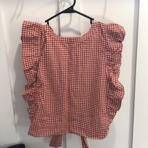 Burnt Orange and cream ruffle tank